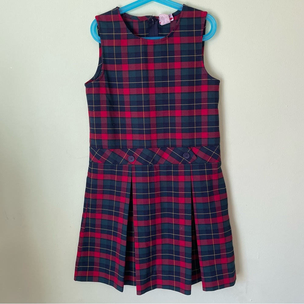 VINTAGE ROYAL PARK RED PLAID SCHOOLGIRL UNIFORM DRESS HOLIDAY SIZE 8